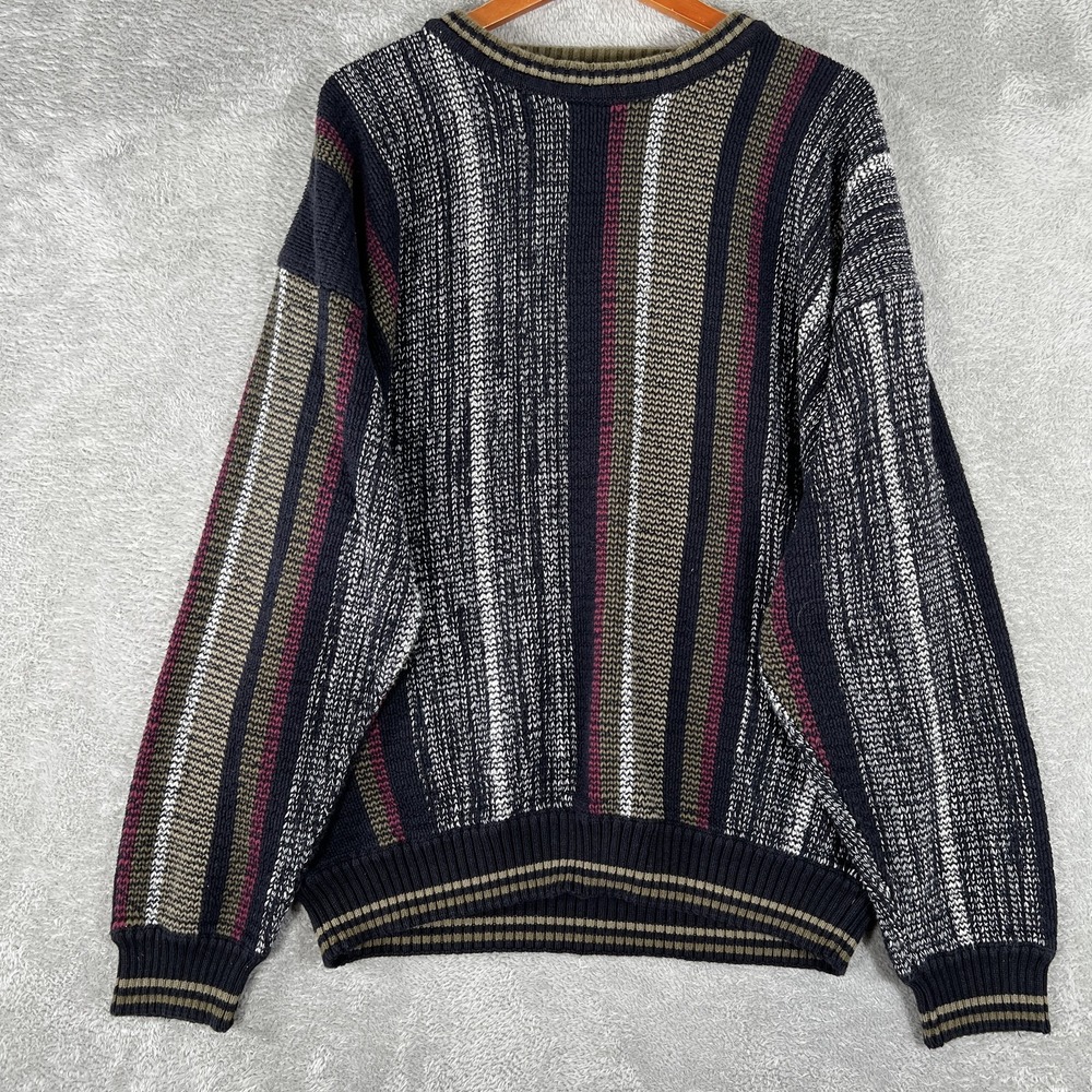 Croft & Barrow Sweater Mens XLT Multicolor Striped Knit Pullover Cotton Crewneck